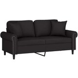 vidaXL Kavč dvosed z okrasnimi blazinami črn 140 cm žamet | Shoptok.si