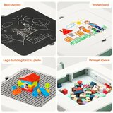 Kinder Home Dječji stol sa stolicama 4 u 1 GINGER HOME, 2 ploče, crna ploča i ploča za slaganje konstrukтора tipa LEGO, Forest | shoptok.hr