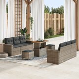 vidaXL 9-delni vrtni kavč set z blazinami sivi poli ratan akacija | Shoptok.si