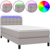  Krevet box spring s madracem LED svjetlosivi 80x200 cm tkanina | shoptok.hr