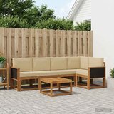  Set vanjskih sofa 6 pcs Prirodna i bež Čvrsto drvo akacije | shoptok.hr