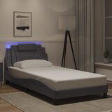 Maison Chic Posteljni okvir - Enojna postelja - Postelja za odrasle z LED lučkami siv 100x200 cm umetno usnje, (21695597) | Shoptok.si