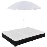 The Living Store Zunanji ležalnik s senčnikom poli ratan črn - Vrtni Ležalnik, (21467804) | Shoptok.si