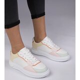 Gemre White-yellow sporty faux leather sneakers Lavilia Cene