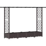 vidaXL Dvignjeno ležišče s trellisom in streho Rjava 203 x 40 x 123 cm, (5000287882) | Shoptok.si