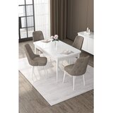 Hanah home trpezarijski set Nex, sto na razvlačenje i 4 stolice, bela ploča, kapućino tkanina Babyface | Eponuda.com