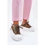 Boto Womens Sneakers On Massive Platform With Decorative Lacing Leopard Brown Zidora | Shoptok.si