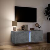  Zidni TV ormarić s LED svjetlima siva boja betona 100x31x35 cm | shoptok.hr