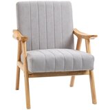  Fotelja skandinavskog dizajna do 120 kg baršunasti izgled puno drvo 68 cm x 74 cm x 82 cm prirodna + siva Cijene