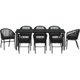  Vrtni set za objed 9 kom. Crna Čelik s prahom premazan | shoptok.hr