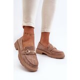 Kesi Women's loafers with gold trimmings, eco suede, brown Lighas | Shoptok.si