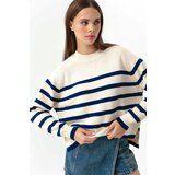 Lafaba Women's Navy Blue Oversize Striped Knitwear Sweater Cene