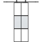  Klizna vrata s priborom crna 76 x 205 cm kaljeno staklo | shoptok.hr