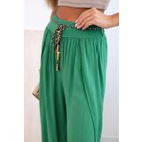 Kesi Włoski Women's viscose trousers with leg slit green | Shoptok.si