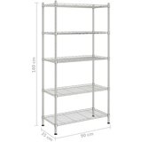 vidaXL 5-nadstropni regal 90x35x180 cm krom 250 kg | Shoptok.si