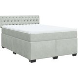 vidaXL Box spring postelja z vzmetnico svetlo siva 160x200 cm žamet | Shoptok.si
