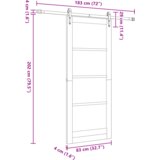 vidaXL klizna vrata s kompletom hardvera 83x202 cm od masivnog drva borovine | shoptok.hr