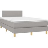 vidaXL Boxspring postelja z vzmetnico svetlo siva 120x190 cm blago | Shoptok.si
