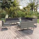 The Living Store Vrtna sedežna garnitura 11-delna z blazinami poli ratan siva - Vrtna Sedežna Garnitura, (21468458) | Shoptok.si