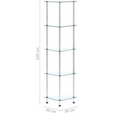 vidaXL Police s 5 razina prozirne 30 x 30 x 130 cm od kaljenog stakla | shoptok.hr