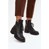 VINCEZA Women's Leather Ankle Boots on Block Heel Lined | ePonuda.com