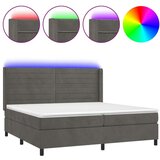  Box spring postelja z vzmetnico LED temno siva 200x200 cm žamet, (20724764) | Shoptok.si