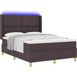  Krevet s opruga kutije s LED trakama Smeđa 140 x 190 cm tkanina | shoptok.hr