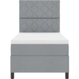 vidaXL Krevet s podnicom s madracem i LED svjetlom sivo 90x200 cm Tkanina | shoptok.hr