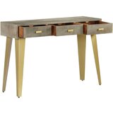  Konzolna mizica siva trden mangov les z medenino 110x35x76 cm | Shoptok.si