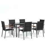  7-dijelni vrtni blagovaonski set crni od tekstilena i čelika Crna Dužina stola 160 cm | shoptok.hr