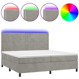 The Living Store Box spring postelja z vzmetnico LED svetlo siva 200x200cm žamet - Box Spring Postelja, (21488612) | Shoptok.si