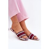Boto Patterned Flat Sandals Women Bordeaux Leysi | shoptok.hr