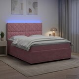  LED okvir za krevet s madracem Ružičasta 140 x 200 cm Baršun | shoptok.hr
