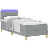 vidaXL Postelja s škatlastim vzmetenjem z vzmetnico & LED svetlo svetlo siva 80x200 cm tkanina | Shoptok.si