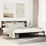 vidaXL Kovinski posteljni okvir brez vzmetnice dimljen hrast 200x200cm Cene