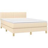  Krevet s oprugama i madracem krem 140x200 cm od tkanine | shoptok.hr