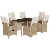 vidaXL 7-dijelni vrtni bistro set od poliratana s jastucima bež | shoptok.hr