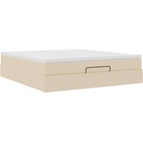 vidaXL Otomanski posteljni okvir z vzmetnico krem 160x200 cm blago | Shoptok.si