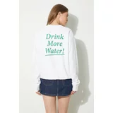 Sporty & Rich Pamučna dukserica Drink More Water Crewneck za žene, boja: bijela, s tiskom, WS067S405DW