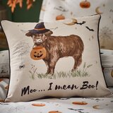 Catherine Lansfield Okrasna blazina z motivom za noč čarovnic 45x45 cm Halloween Highland Cow – | Shoptok.si