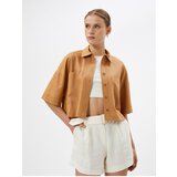 Koton Linen-Mixed Shirt with Short Sleeves and Buttons, a relaxed fit. | Shoptok.si