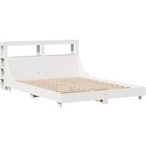 vidaXL Posteljni okvir z vzglavjem bel 135x190 cm trdna borovina, (21303959) Cene