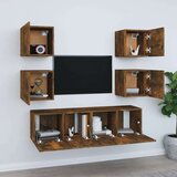  Komplet TV omaric 6-delni dimljen hrast inženirski les, (20734487) | Shoptok.si