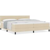  Postelja boxspring z vzmetnico krema 200 x 200 cm blago, (5000125954) | Shoptok.si