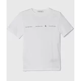 Calvin Klein Jeans Otroška bombažna kratka majica bela barva
