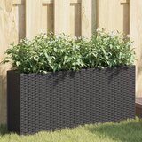 vidaXL Vrtna sadilica s 2 posude crna 90 x 20 x 40 cm od poliratana Cijene