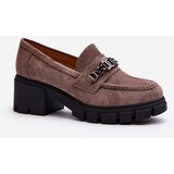 VINCEZA Beige Loafers on Chunky Heel Eriella | Shoptok.si