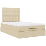  Otomanski okvir kreveta s madraca krem 120x190 cm od tkanine | shoptok.hr