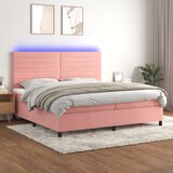  box spring s madracem LED ružičasti 200x200cm baršunasti | shoptok.hr