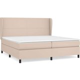  Box spring postelja z vzmetnico kapučino 200x200 cm um. usnje | Shoptok.si